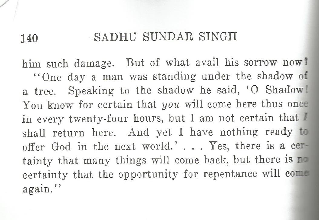 The quote by Sundar Singh found on page 140